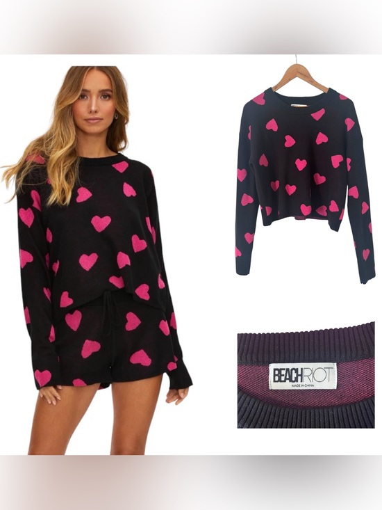 Beach Riot Sweaters - Beach Riot Hearts Crewneck Sweater